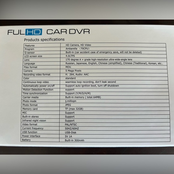 (NIB) 1080P Full HD Front and Rear Dash Camera with 32G Card, 4-In - Picture 2 of 7